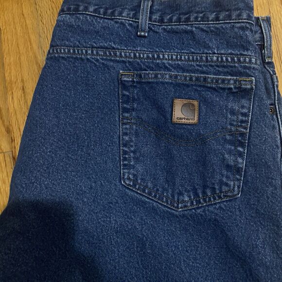Men's Carhartt Relaxed Fit Denim Jeans Flannel Lined 46x30 Extra Warm Workwear - Picture 10 of 16